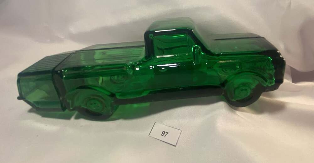 Vintage Avon Green Glass Pickup Truck Deep Woods After Shave Decanter Bottle
